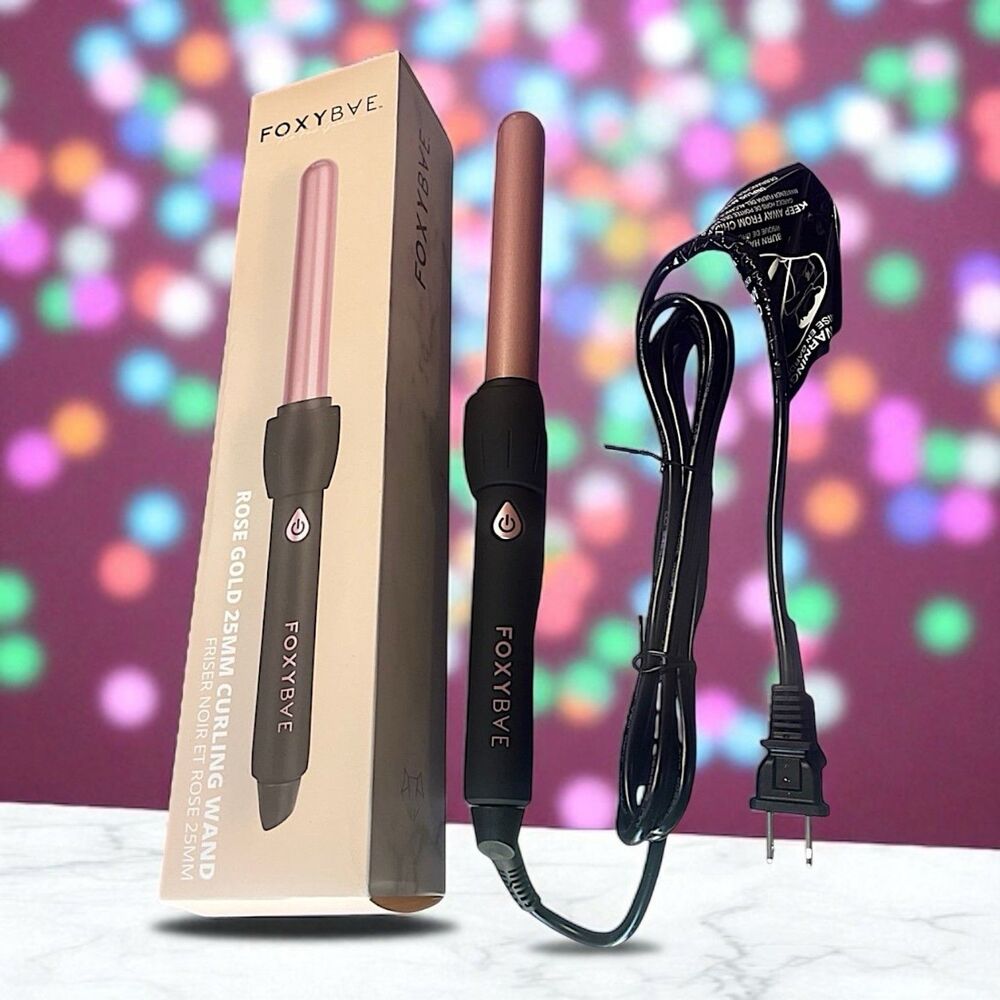 FOXYBAE Black 25mm Curling Wand with Rose Gold Colored Barrel Brand New In Box